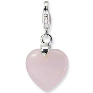    Jewelry Locker Sterling Silver Rose Quartz Heart Charm Jewelry