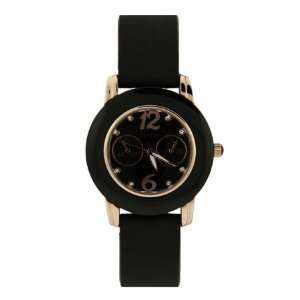    Black CZ Bezel Watch with Rose Gold Tones Eves Addiction Jewelry