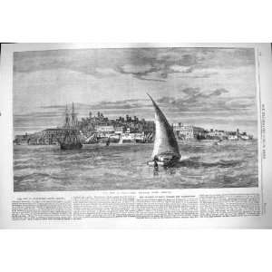  1865 View City Montevideo Uruguay South America Boats 