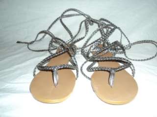 COLIN STUART Ankle Wrap Braided Sandals Pewter 8 $39.00  