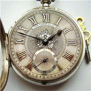 LARGE 1897 JOHN FORREST SILVER DIAL FUSEE CHAIN DRIVE POCKET WATCH 