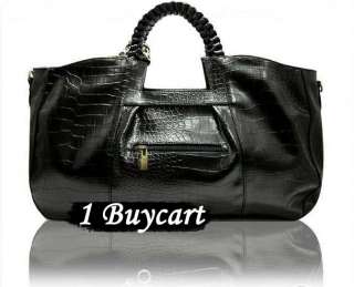   black Korean style Lady Hobo PU leather handbag shoulder bag VR  