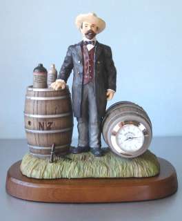 Jack Daniels Distillery Clock Statue Sculpture W/Wood Stand 
