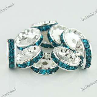 Wholesale colorful Crystal Silver Spacer Loose Beads Jewelry Findings 