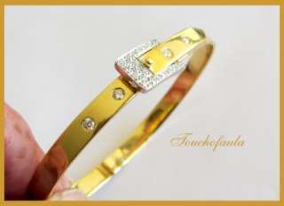 18K Yellow Gold Diamond Buckle Bangle Bracelet 0.60 ct  