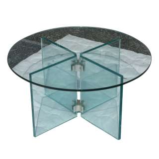 25 Diam Mid Century Modern Glass Coffee Table  