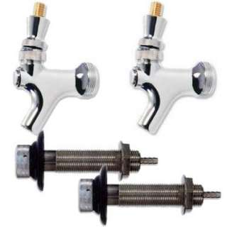 Kegco Set of 2   Chrome Beer Faucets and Shanks Combo   On 