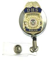 Federal Protective Service Mini Badge ID Badge Holder in a chrome 
