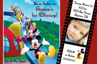 Mickey Minnie Mouse Photo Birthday Party Invitations & FREE Thank You 