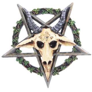   Baphomet Skull and Pentagram Wall Plaque   New 5055071655371  