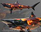 Painted Airbrushed Flamed Replica Fish Mount Mako Shark, Painted 
