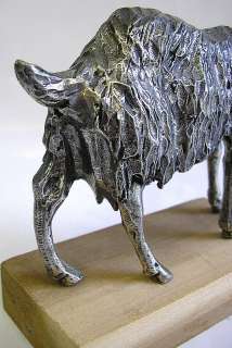 MICHEL LAUDE PEWTER GOAT SCULPTURE STATUE FRENCH SIGNED  