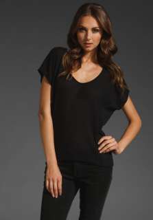 VELVET Ernesta Sheer Thermal Dolman Sleeve Top in Black at Revolve 