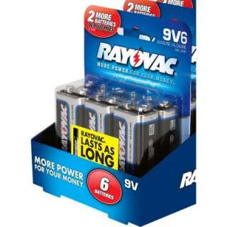 Rayovac Alkaline 9 Volt Batteries (6 Pack) A1604 6CTD at The Home 