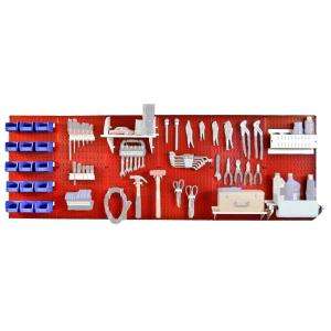 Wall Control 8 ft Metal Pegboard Master Workbench Kit   Red Toolboard 