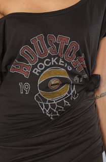 Junkfood Clothing The NBA Houston Rockets Solid Flirt Off Shoulder Tee 
