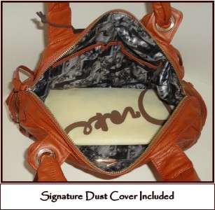 Junior Drake Lorri Orange Leather Satchel + Cover Nwt  