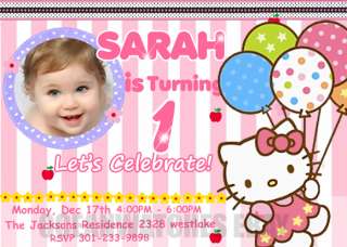 HELLO KITTY PERSONALIZED BIRTHDAY PARTY Photo CARD INVITATIONS INVITES 