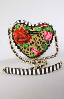 Betsey Johnson The Wild Roses Heart Crossbody Bag in Leopard 
