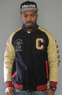 Crooks and Castles The Team Crooks Stadium Jacket in Khaki Navy 