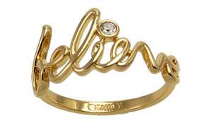 Disney Couture Tinkerbell Believe Gold Ring  