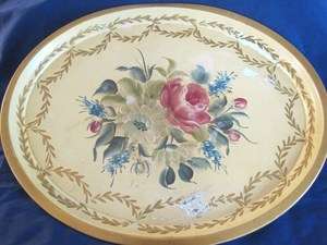  Yellow Antique Tole Tray ** Shabby Beach Cottage Floral Chic Decor