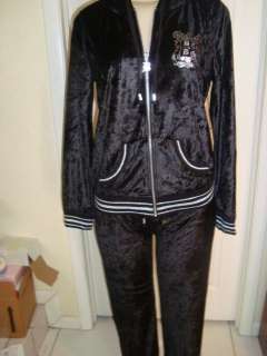 NWT Women Black Hoodie BCBG Sweat Suit Jogging SWEATSUIT Jacket Pants 