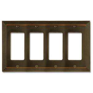Amerelle Steps 4 Gang Aged Bronze Rocker Switch Wall Plate 84R4VB at 