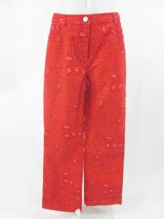LILLY PULITZER Red Corduroy Lobster Cropped Pants Sz 8  