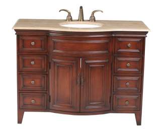 48 Bathroom Single Sink Vanity w/Travertine Marble Top  