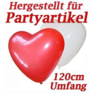 50 riesige Herzluftballons WEISS Umfang 120cm Valentinstag Hochzeit 