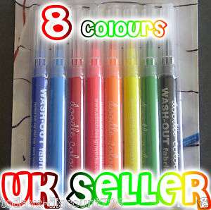 Fabric Wash Out Paint Brush Marker Pens 8 Colours New  