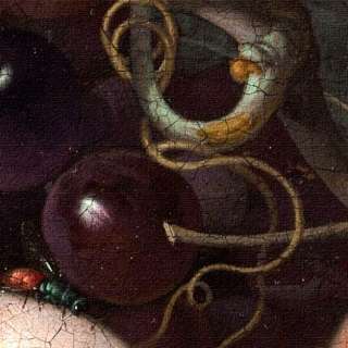 WILLEM VAN AELST Stillleben mit zwei Pfirsichen und Weintrauben detail