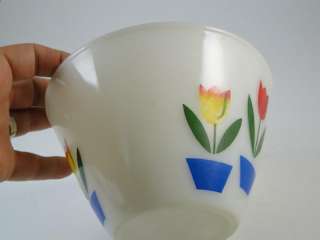 Vintage Anchor Hocking Fire King Tulip Decorated Mixing Bowl Dish 