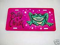 Air Brushed license plate   frog customized with name  