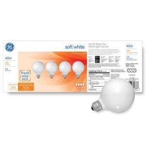 GE Soft White 40 Watt G25 Globe Incandescent Light Bulb (4 Pack) FAM18 