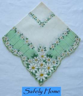 Vintage White Daisy Garland ladies hanky handkerchief  