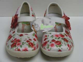 GORGEOUS GIRLS NATURINO MARY JANE RED FLOWERS SHOES  