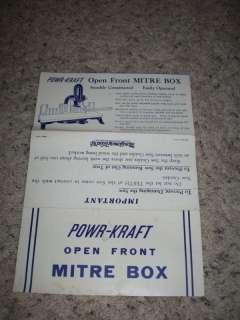 1930S POWR CRAFT MITRE BOX INSTRUC  MONTGOMERY WARDS  