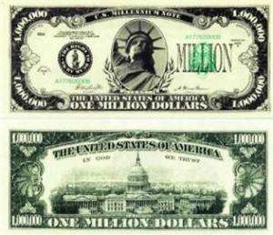 15 bill lot of one million dollar bills, million dollar  