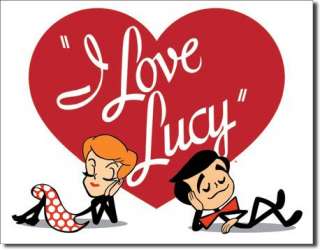 Vintage Retro Tin Sign I Love Lucy Logo 1950s TV Heart  