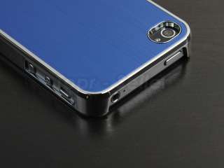 Blue Luxury Steel Chrome Deluxe Case For iPhone 4 4S + Screen 