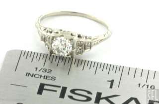 18K WHITE GOLD ANTIQUE FILIGREE .66CT VS1/ G DIAMOND WEDDING RING 