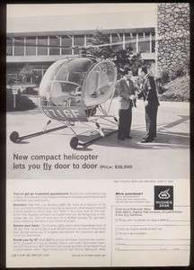 1962 Hughes 269A helicopter photo vintage print ad  