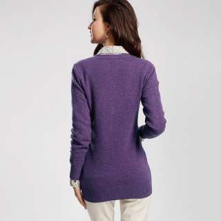 Vancl Long Line Premium Wool Cardigan (Womens) Purple#81917  