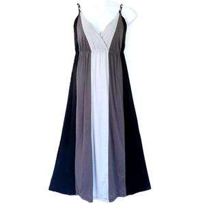   3X Plus Size Braided Straps 3 Tone Jersey Maxi Dress Black Gray  
