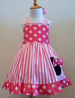   Dress Hot Pink stripes And Polka Dot Halter Dress 12M To 6Y  