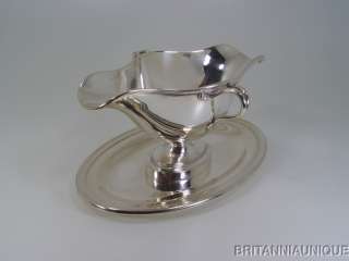 19C French Christofle Double Handled Sauce Boat w/Tray  