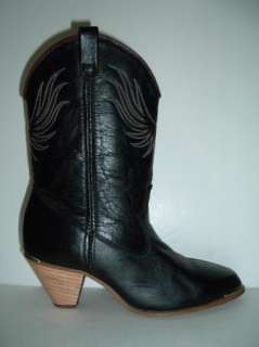 DINGO Black/Red Western Boots Womens 7 Gold Heel & Toe Bands 2.5 