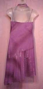 MARIA BONITA $84 purple Stripe Asymmetrical Dress L  